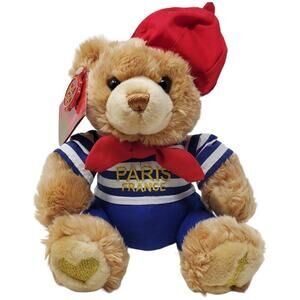 Keel Toys Paris France Stuffed Plush Teddy Bear Beret French Sailor 7"